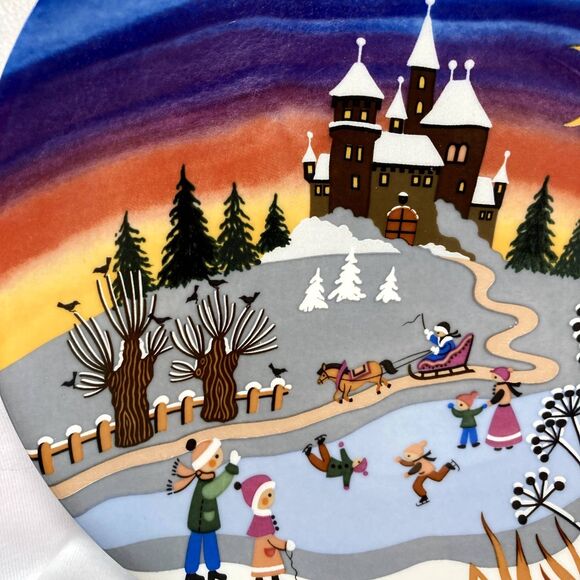 Barbara Furstenhofer Porcelain Plate Winter Night Scene Signed Art Collectible - Picture 4 of 7